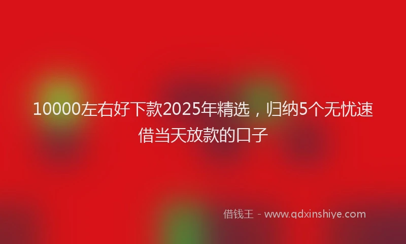 10000左右好下款2025年精选，归纳5个无忧速借当天放款的口子