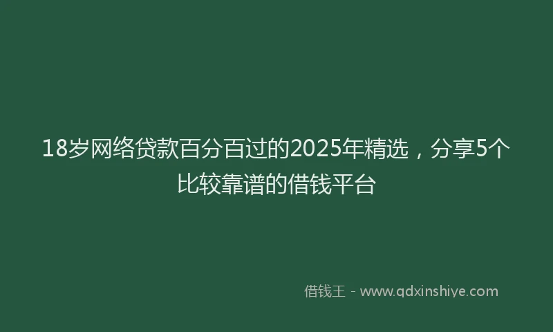 18岁网络贷款百分百过的2025年精选，分享5个比较靠谱的借钱平台