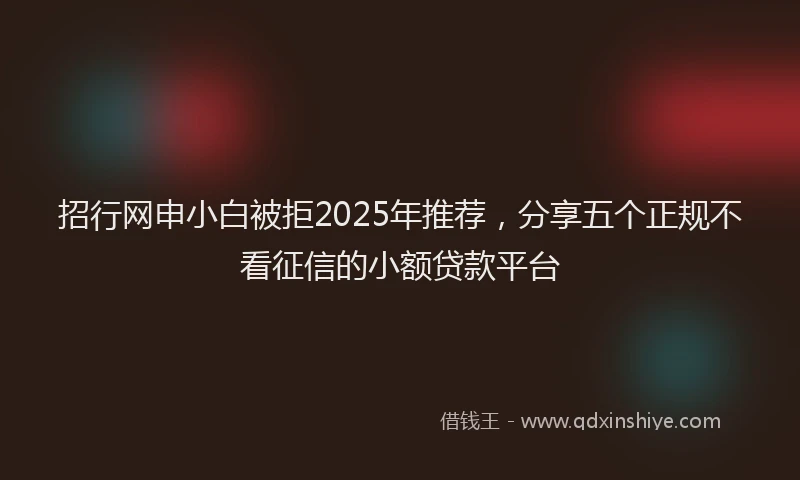 招行网申小白被拒2025年推荐，分享五个正规不看征信的小额贷款平台