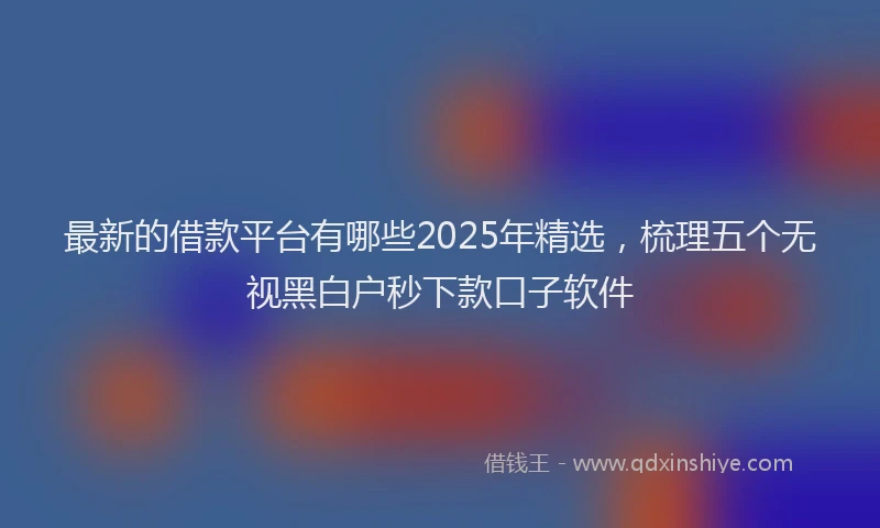 最新的借款平台有哪些2025年精选，梳理五个无视黑白户秒下款口子软件