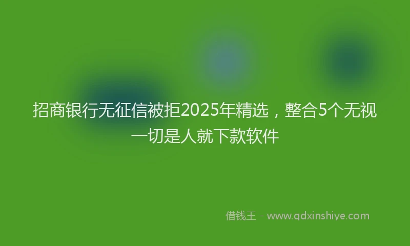 招商银行无征信被拒2025年精选，整合5个无视一切是人就下款软件