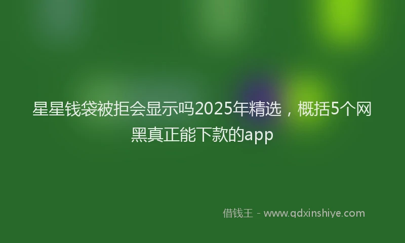 星星钱袋被拒会显示吗2025年精选，概括5个网黑真正能下款的app