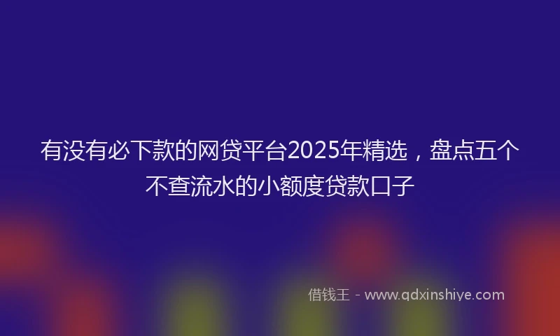 有没有必下款的网贷平台2025年精选，盘点五个不查流水的小额度贷款口子