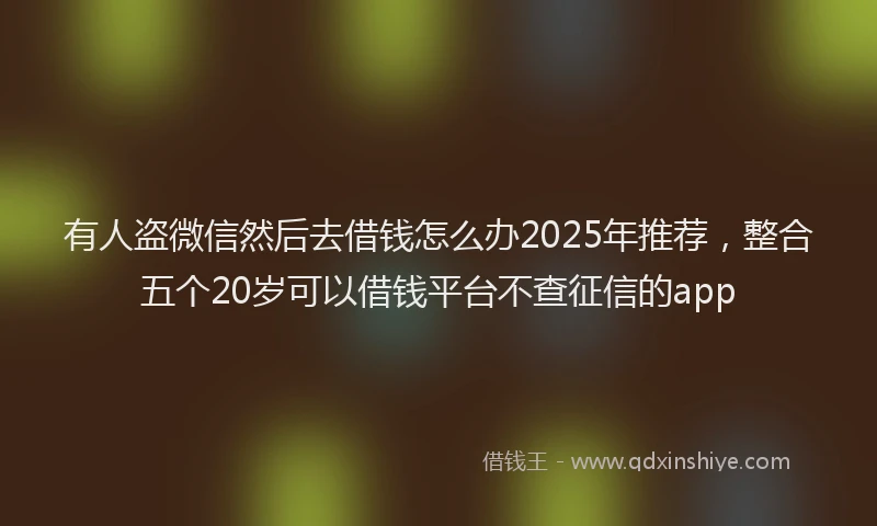 有人盗微信然后去借钱怎么办2025年推荐，整合五个20岁可以借钱平台不查征信的app