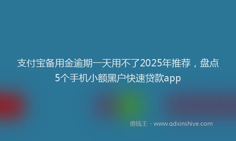 支付宝备用金逾期一天用不了2025年推荐，盘点5个手机小额黑户快速贷款app