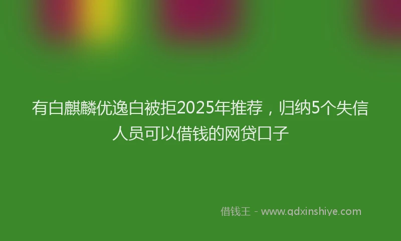 有白麒麟优逸白被拒2025年推荐，归纳5个失信人员可以借钱的网贷口子