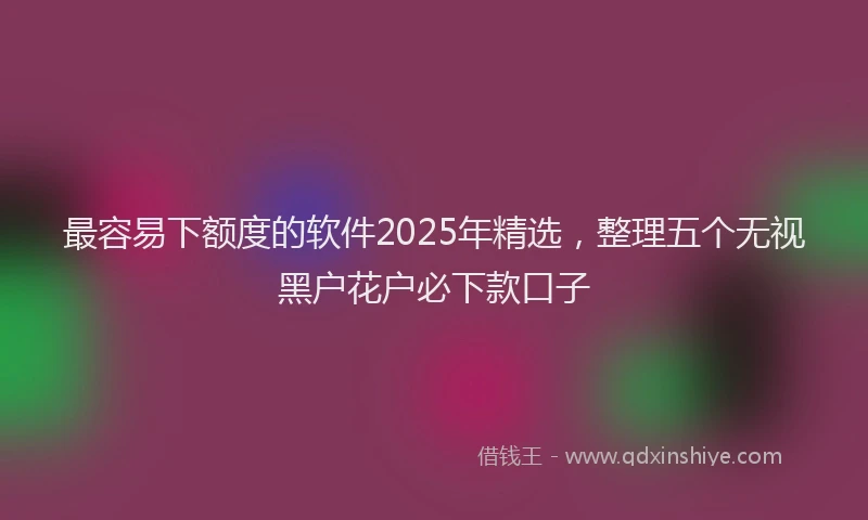 最容易下额度的软件2025年精选，整理五个无视黑户花户必下款口子