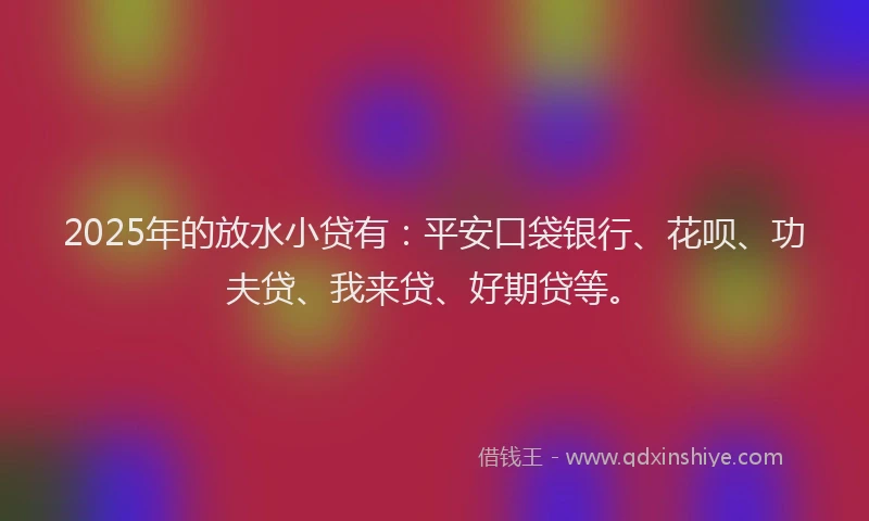 2025年的放水小贷有：平安口袋银行、花呗、功夫贷、我来贷、好期贷等。