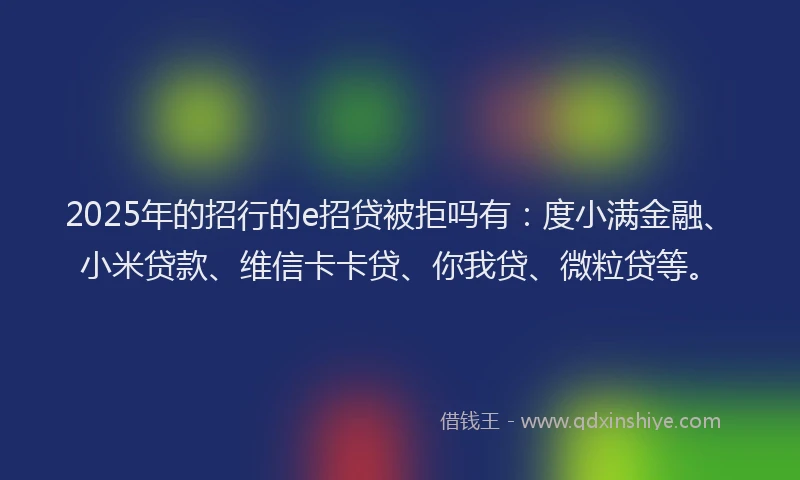 2025年的招行的e招贷被拒吗有：度小满金融、小米贷款、维信卡卡贷、你我贷、微粒贷等。