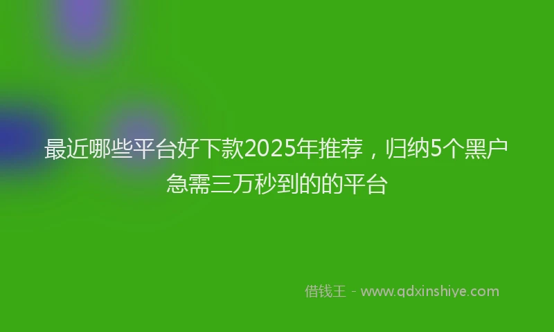最近哪些平台好下款2025年推荐，归纳5个黑户急需三万秒到的的平台