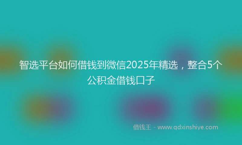 智选平台如何借钱到微信2025年精选，整合5个公积金借钱口子