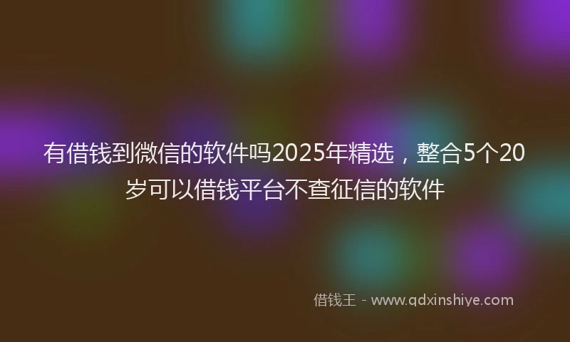 有借钱到微信的软件吗2025年精选，整合5个20岁可以借钱平台不查征信的软件