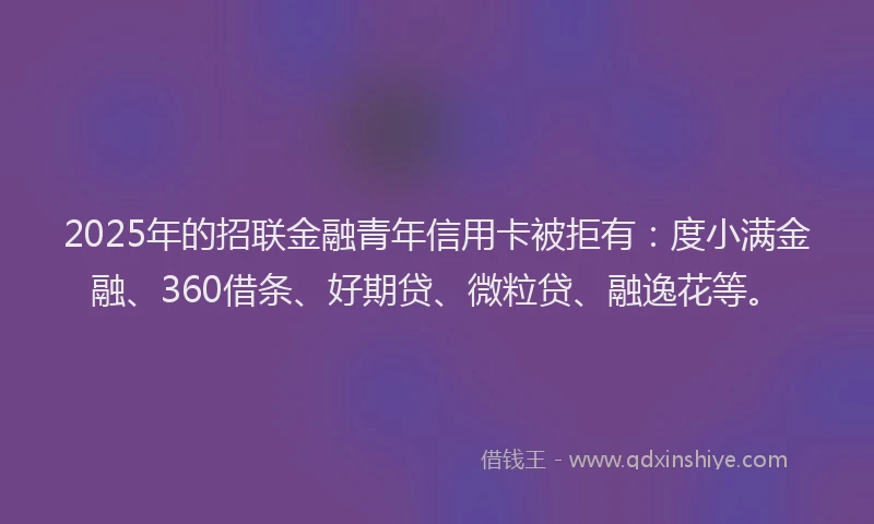 2025年的招联金融青年信用卡被拒有：度小满金融、360借条、好期贷、微粒贷、融逸花等。