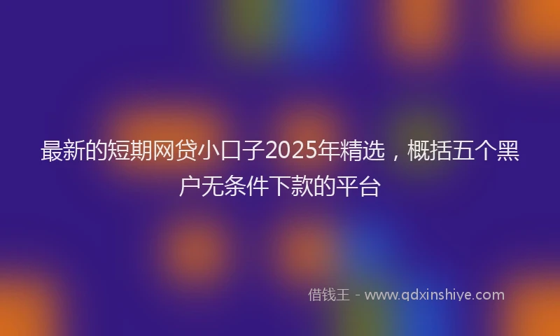 最新的短期网贷小口子2025年精选，概括五个黑户无条件下款的平台