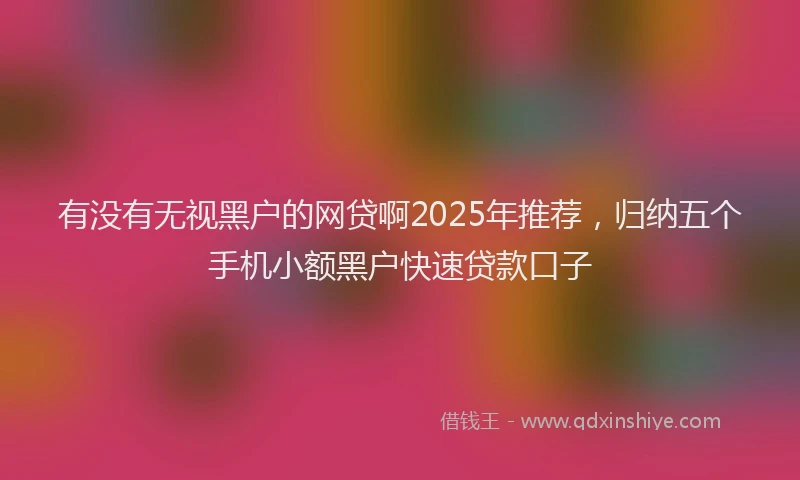 有没有无视黑户的网贷啊2025年推荐，归纳五个手机小额黑户快速贷款口子