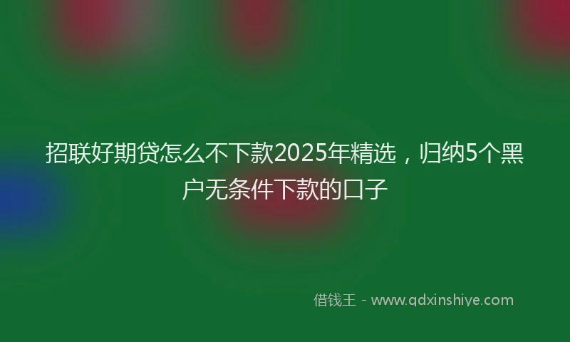 招联好期贷怎么不下款2025年精选，归纳5个黑户无条件下款的口子