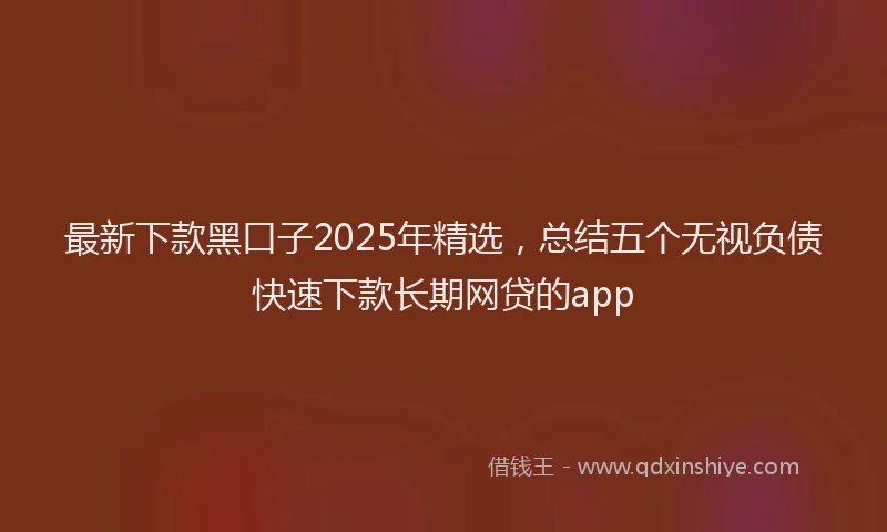 最新下款黑口子2025年精选，总结五个无视负债快速下款长期网贷的app