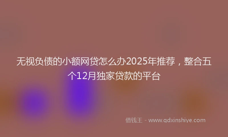 无视负债的小额网贷怎么办2025年推荐，整合五个12月独家贷款的平台