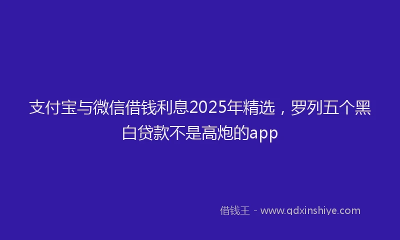 支付宝与微信借钱利息2025年精选，罗列五个黑白贷款不是高炮的app