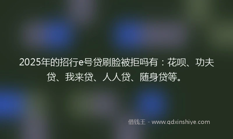 2025年的招行e号贷刷脸被拒吗有：花呗、功夫贷、我来贷、人人贷、随身贷等。