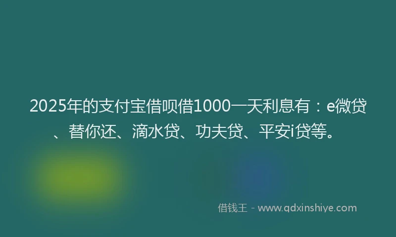 2025年的支付宝借呗借1000一天利息有：e微贷、替你还、滴水贷、功夫贷、平安i贷等。