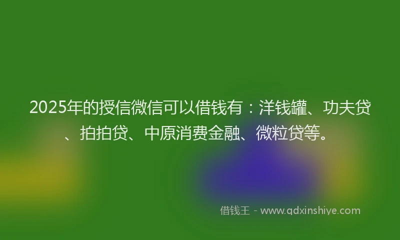 2025年的授信微信可以借钱有：洋钱罐、功夫贷、拍拍贷、中原消费金融、微粒贷等。