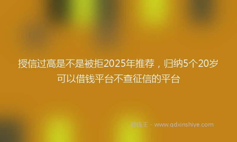 授信过高是不是被拒2025年推荐，归纳5个20岁可以借钱平台不查征信的平台