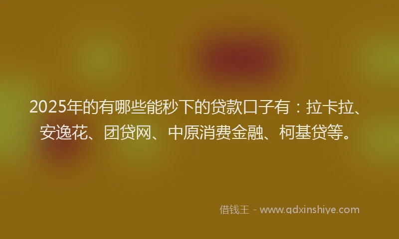 2025年的有哪些能秒下的贷款口子有：拉卡拉、安逸花、团贷网、中原消费金融、柯基贷等。