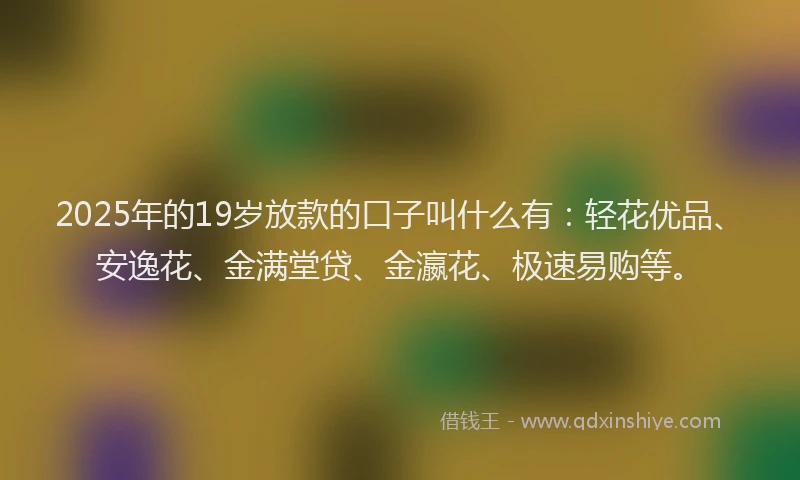 2025年的19岁放款的口子叫什么有：轻花优品、安逸花、金满堂贷、金瀛花、极速易购等。