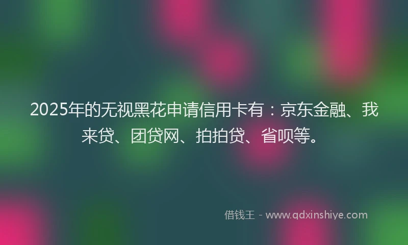 2025年的无视黑花申请信用卡有：京东金融、我来贷、团贷网、拍拍贷、省呗等。