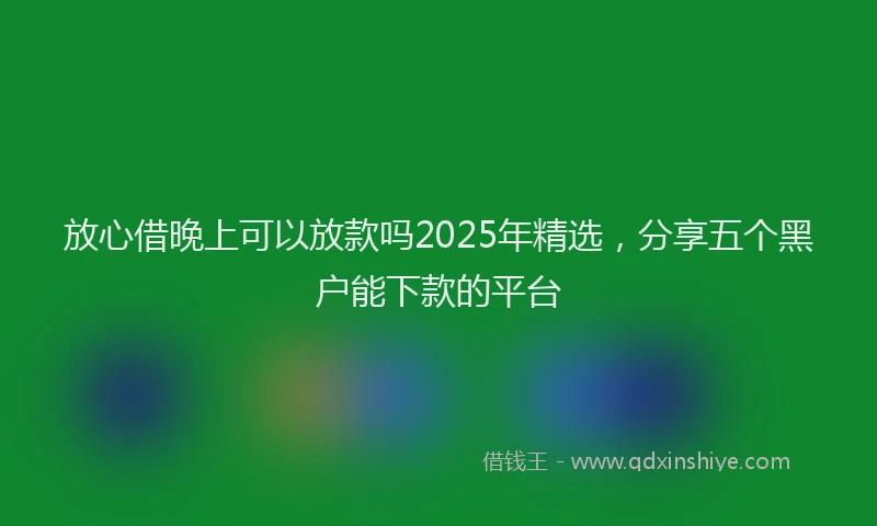 放心借晚上可以放款吗2025年精选，分享五个黑户能下款的平台