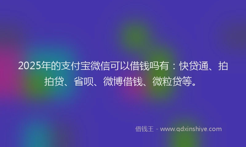 2025年的支付宝微信可以借钱吗有：快贷通、拍拍贷、省呗、微博借钱、微粒贷等。