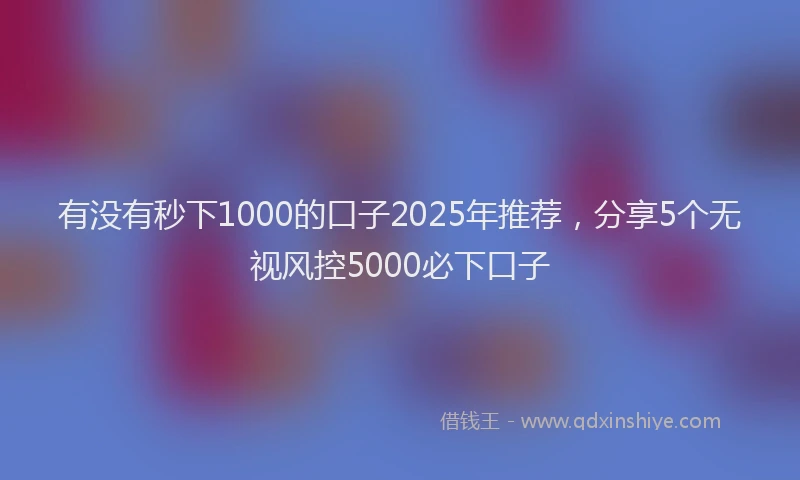 有没有秒下1000的口子2025年推荐，分享5个无视风控5000必下口子