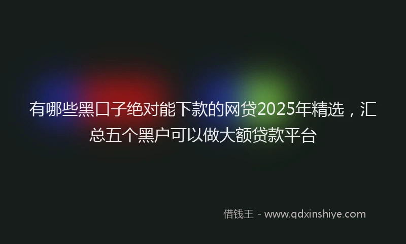 有哪些黑口子绝对能下款的网贷2025年精选，汇总五个黑户可以做大额贷款平台