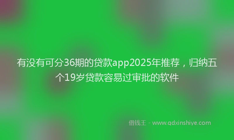 有没有可分36期的贷款app2025年推荐，归纳五个19岁贷款容易过审批的软件