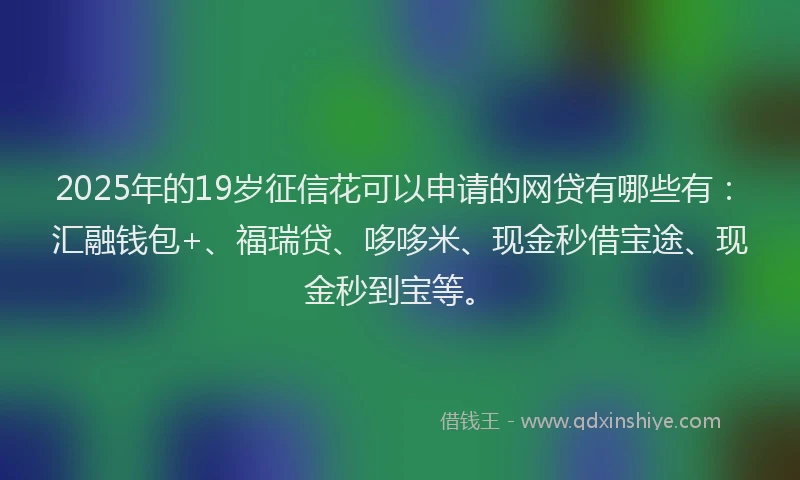 2025年的19岁征信花可以申请的网贷有哪些有：汇融钱包+、福瑞贷、哆哆米、现金秒借宝途、现金秒到宝等。