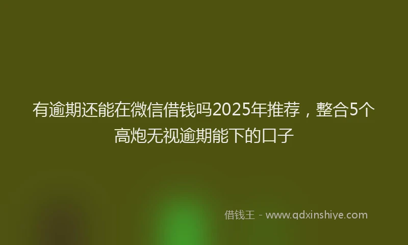 有逾期还能在微信借钱吗2025年推荐，整合5个高炮无视逾期能下的口子