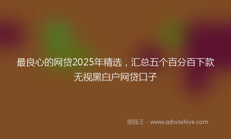 最良心的网贷2025年精选，汇总五个百分百下款无视黑白户网贷口子