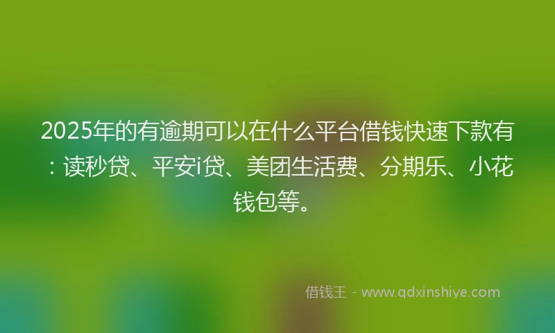 2025年的有逾期可以在什么平台借钱快速下款有：读秒贷、平安i贷、美团生活费、分期乐、小花钱包等。