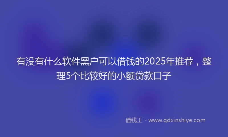 有没有什么软件黑户可以借钱的2025年推荐，整理5个比较好的小额贷款口子