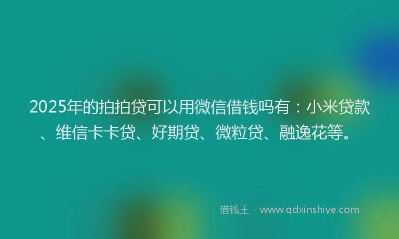 2025年的拍拍贷可以用微信借钱吗有：小米贷款、维信卡卡贷、好期贷、微粒贷、融逸花等。