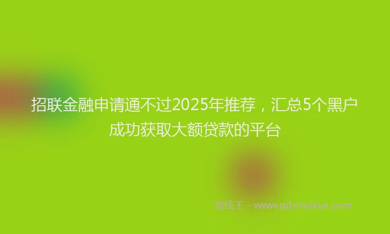 招联金融申请通不过2025年推荐，汇总5个黑户成功获取大额贷款的平台