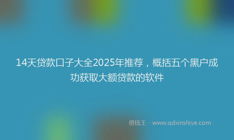 14天贷款口子大全2025年推荐，概括五个黑户成功获取大额贷款的软件