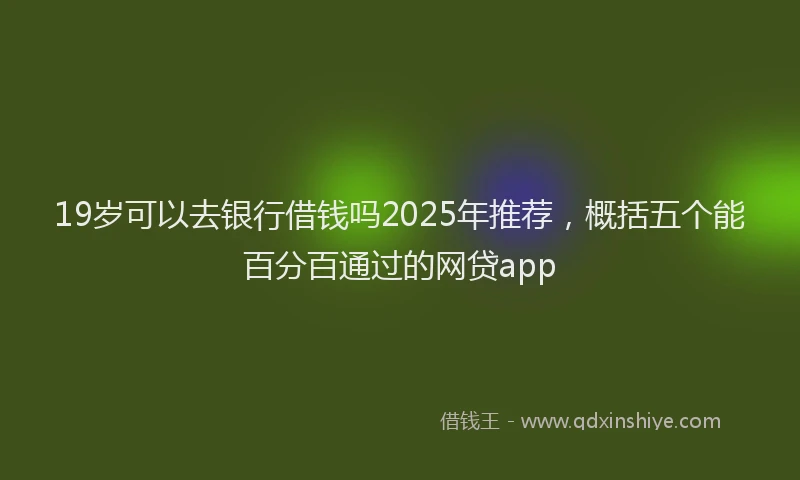19岁可以去银行借钱吗2025年推荐，概括五个能百分百通过的网贷app