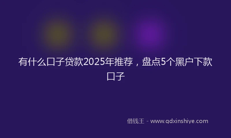 有什么口子贷款2025年推荐，盘点5个黑户下款口子