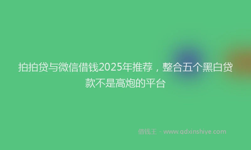 拍拍贷与微信借钱2025年推荐，整合五个黑白贷款不是高炮的平台