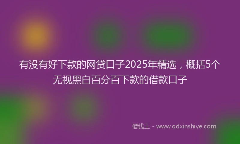 有没有好下款的网贷口子2025年精选，概括5个无视黑白百分百下款的借款口子