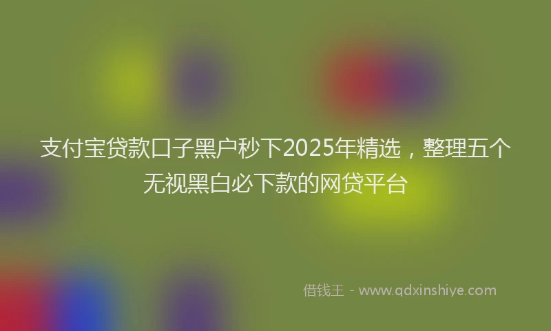 支付宝贷款口子黑户秒下2025年精选，整理五个无视黑白必下款的网贷平台