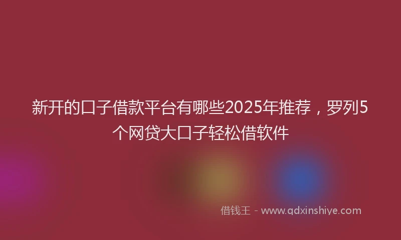 新开的口子借款平台有哪些2025年推荐，罗列5个网贷大口子轻松借软件