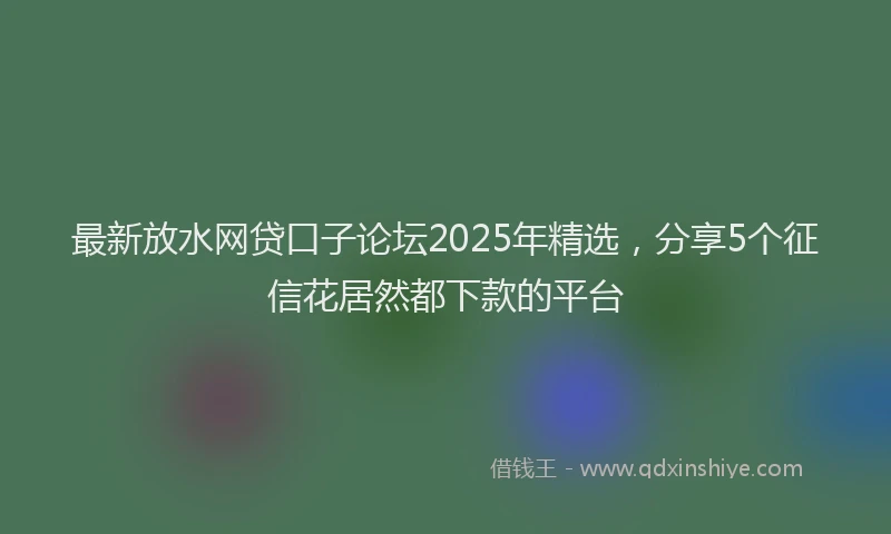 最新放水网贷口子论坛2025年精选，分享5个征信花居然都下款的平台